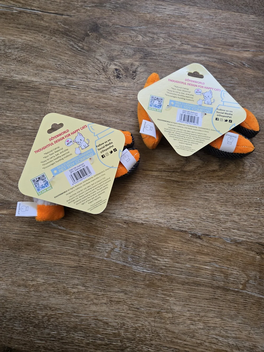 DoyenWorld Plush Cat Toy Orange Shrimp Sushi Set- 2 Pack